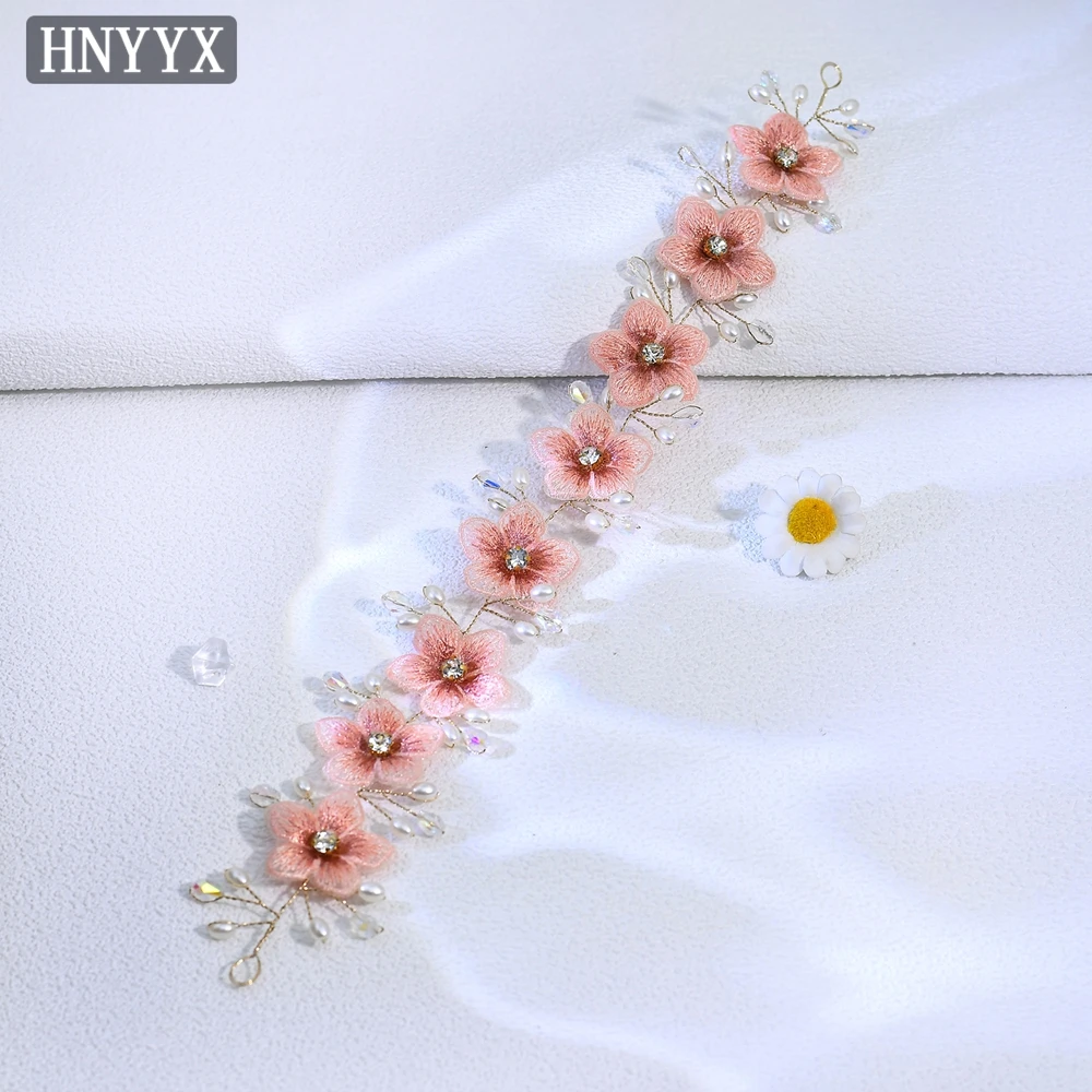 

HNYYX Sweet Belts Wedding Dresses Pink Belt With Flowers Bridal Belt Romantic Women's Waist Decoration With Organza Ribbon SA363