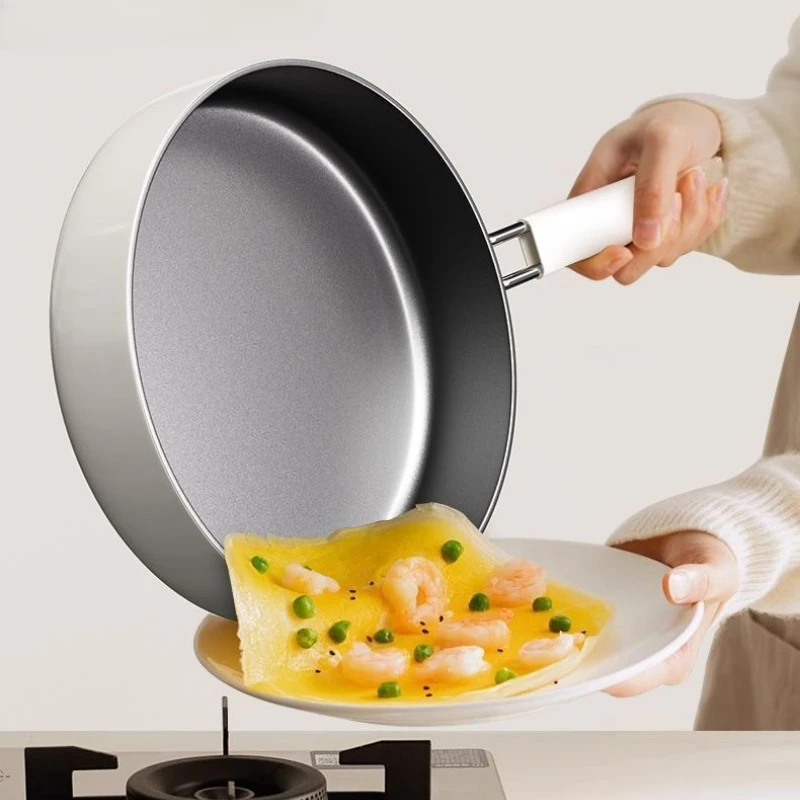 New Ceramic Coated Non Stick Fry Pan Home Steak Cooker Universal Stove Flat Base No Raised Bottom Sturdy Long Lasting for Family