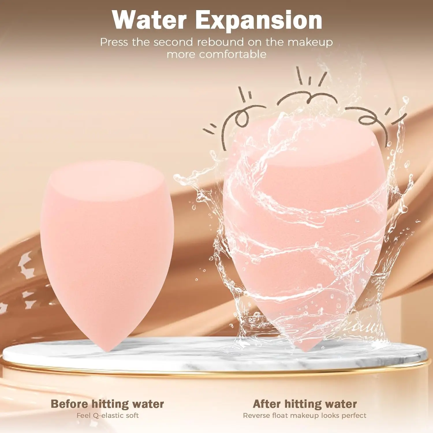 Zestaw gąbek do makijażu - gąbki do blendera bez lateksu Bez skazy Miękkie gąbki do makijażu Bez lateksu, wielokrotnego użytku i łatwe do czyszczenia - idealne do Fl