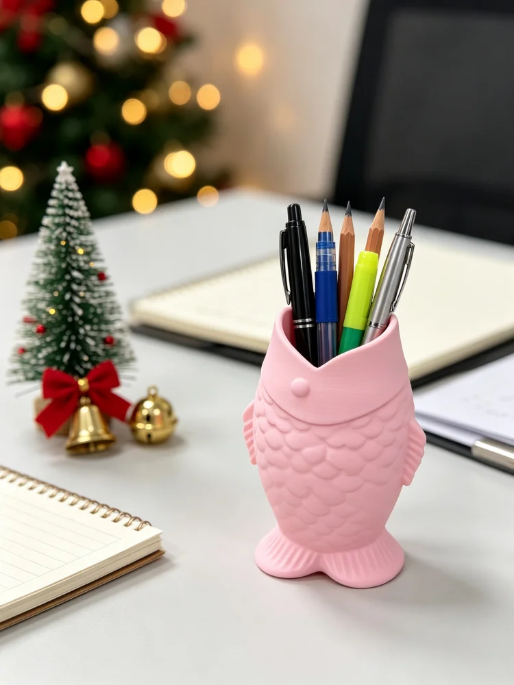 Stationery Office Supply Store - Pink Fish-Shaped Desktop Pen Holder, Teacher