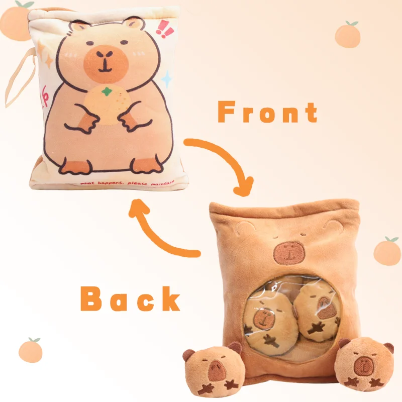 Kawaii Capybara Snack Bag Plush Toys The Soft And Cute Capybara Plush Bag Holds Four Capybara Cubs Funny Stuffed Animal Plush To