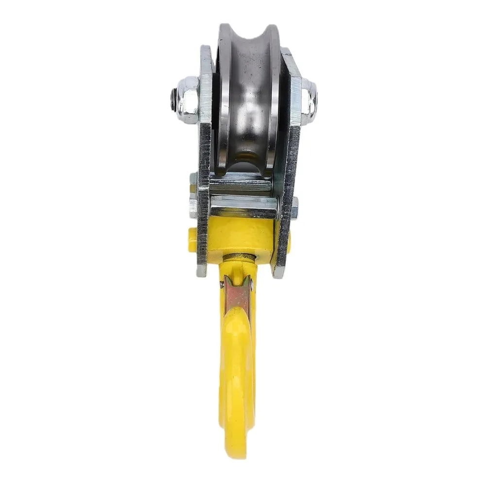 360 Degree Rotation Bearing Pulley Hook Swivel Hook Steel Lifting Block Hoist 1Ton Load Capacity Wire Rope Pulley Block
