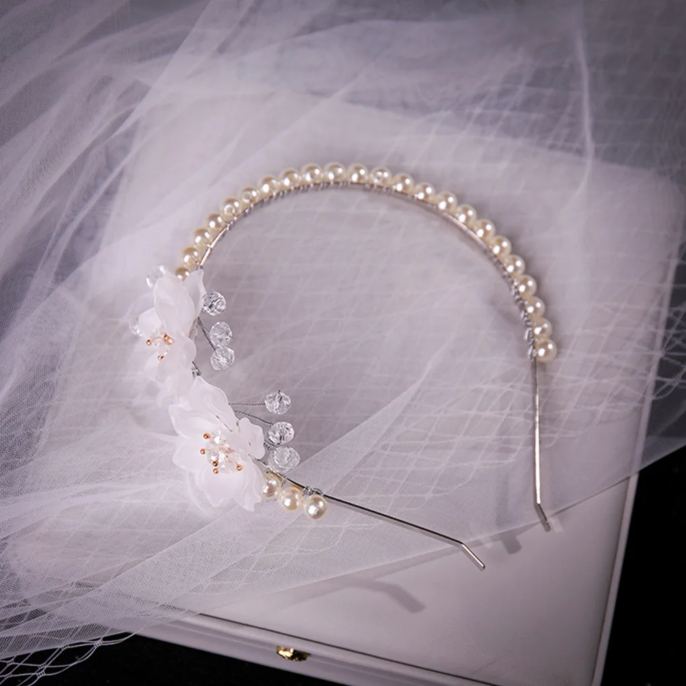 

Pearl Flower Headb Wedding Hair Accessories Elegant Bride Beach Prom Anniversary Gift Hair Styling Tool Pearl nament