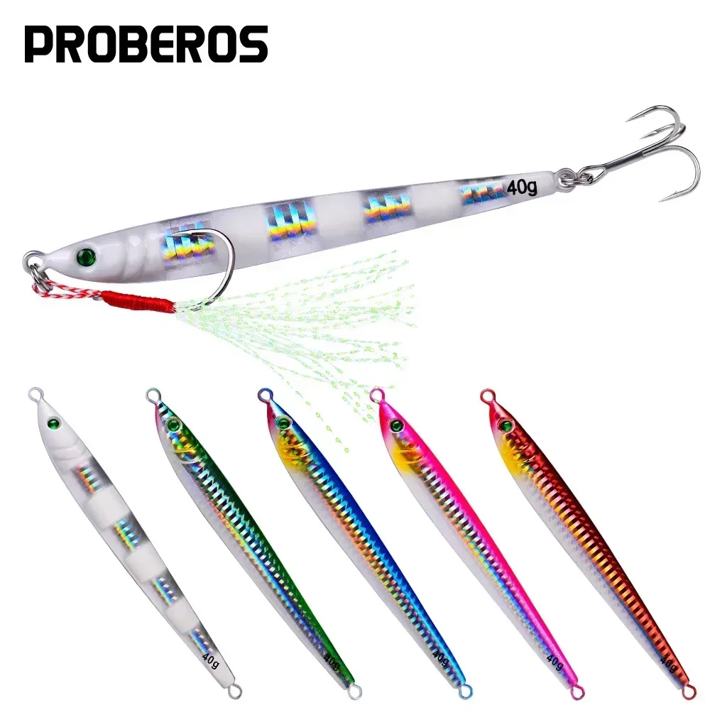 

1PCS Slower Long Metal Jig Fishing Lure WithHook Slow Cast Jigging Spoon 14g - 40g 60G 80G100GArtificial Shore Metal Bait Sea