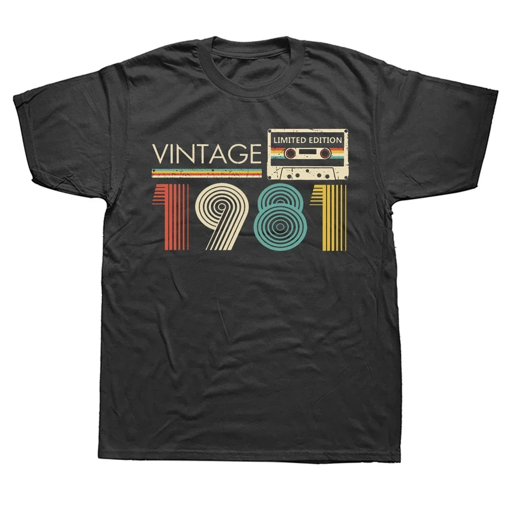 Limited Edition Retro Graphic Tee Cotton Classic T-shirts Cassette Vintage 1981 43th 43 Years Old Birthday Party Men T Shirts