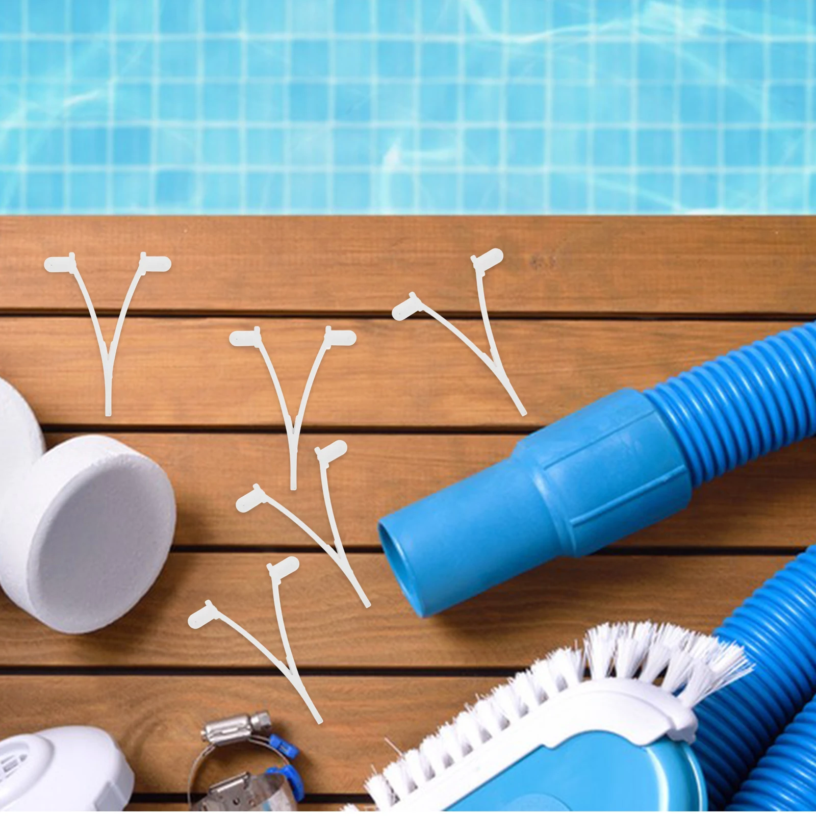 

Milisten Pool Brush Clip Set 10 Pack V Type Locking for Swimming Pool Easy Install Accessories