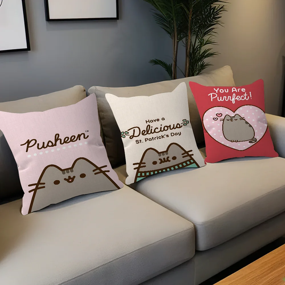 Cartoon P-Pusheen Kawai Cat Pillowcase Toon Gift Cushion Cover Bedroom Home Sofa Chair Seat Decor Pillow Case