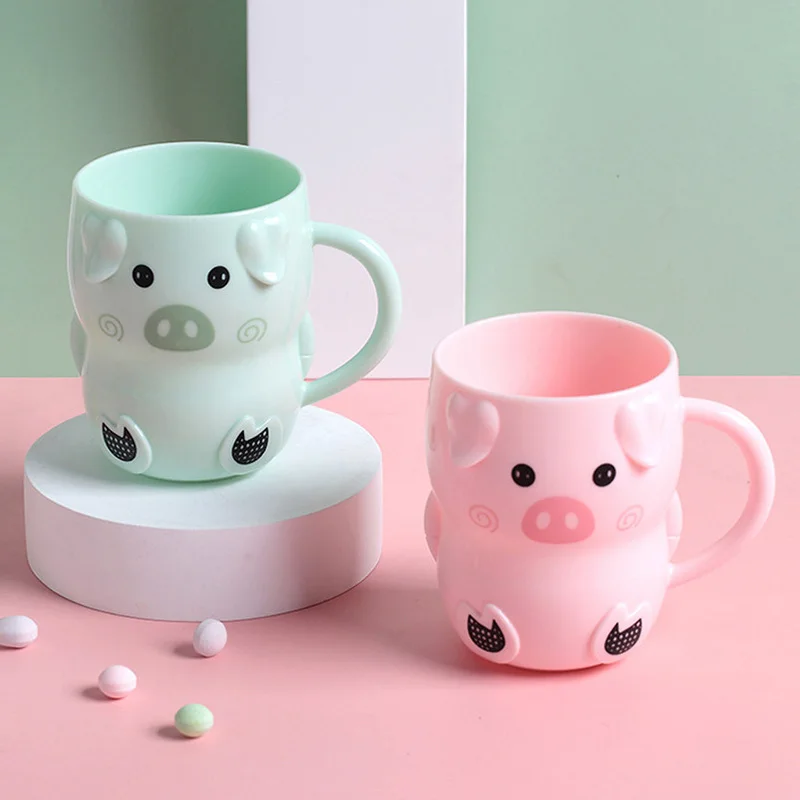 260ml Cartoon Cute Piggy Anti-slip Drink Water Mug Cup Wash Cup Drinkware for Baby Kids Children Student Creative Gift Wholesale