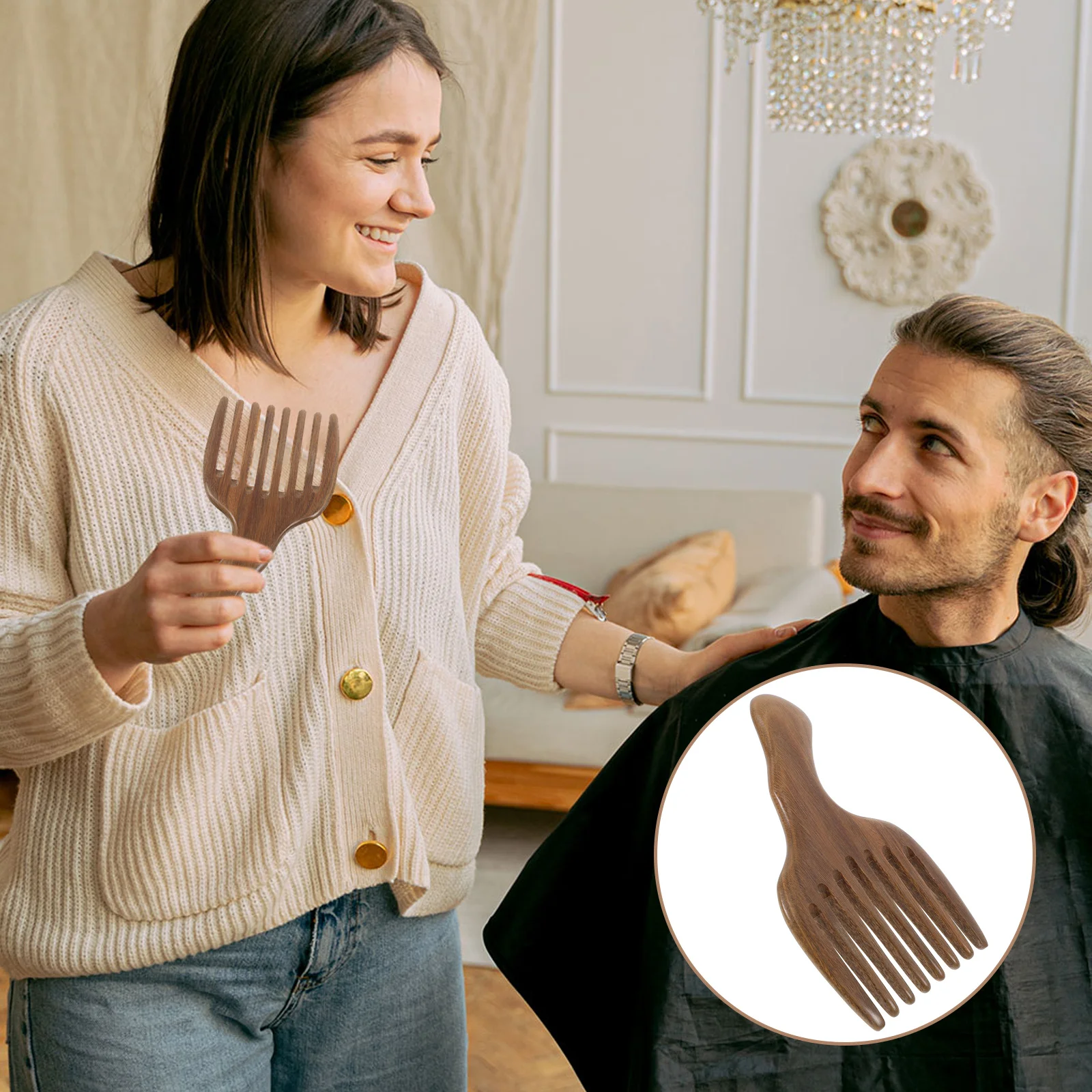 

Wide Tooth Wide Tooth For Curly Men Women Detangling Styling Comb Portable Wooden Hair Comb For Curly Thick Hair Travel Home