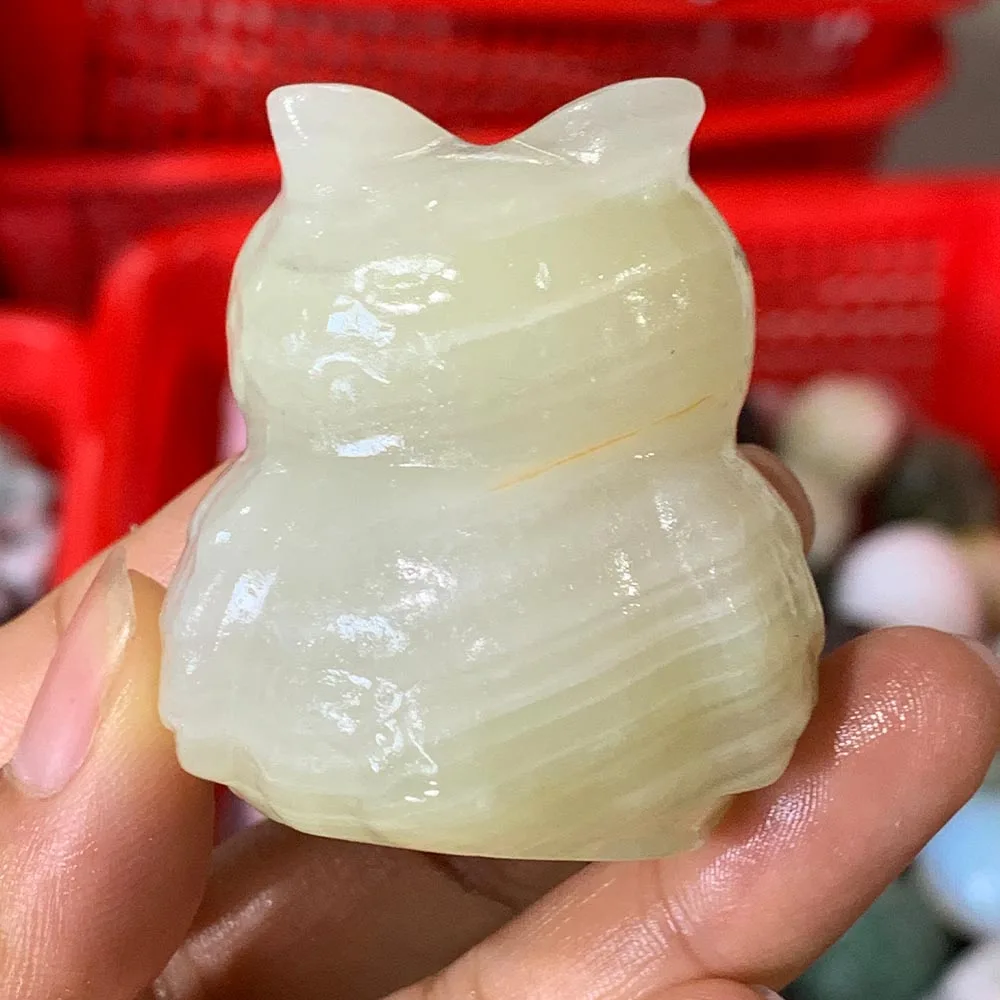 Custom 5cm Afghan Jade Owl Figurine - Hand-Carved Crystal Statue for Home Decor, Reiki Healing Stone & Unique Gift