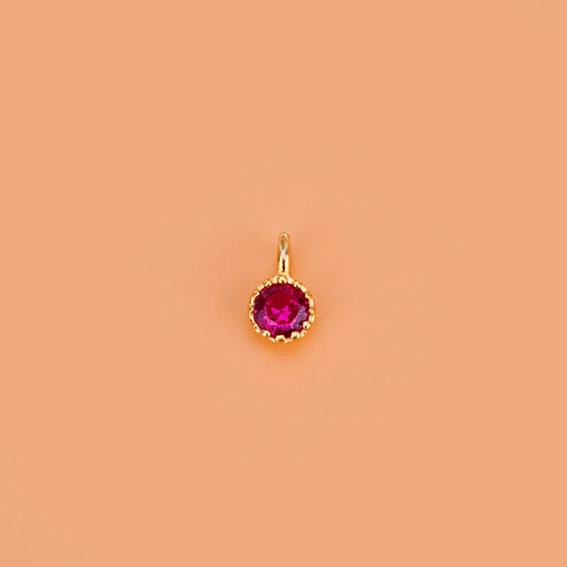 925 sterling silver mini inlaid zircon circular pendant Handmade DIY material bracelet necklace ring jewelry accessory women