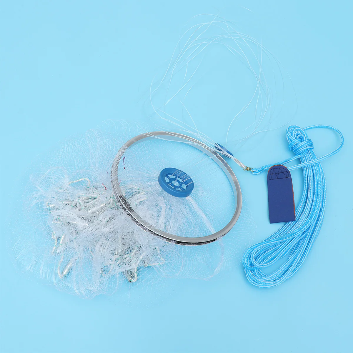 

2 .4M Hand-dumping Fishing Net High Precision Foldable Bait Cast Mesh Trap American Style Lightweight Portable