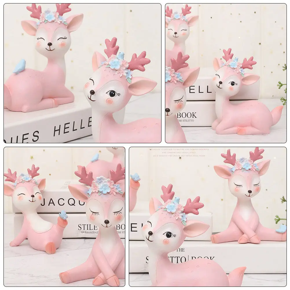 4Pcs Resin Deer Ornament High Quality Handicraft Vivid Appearance Resin Desktop Decoration for Study Living Room Office