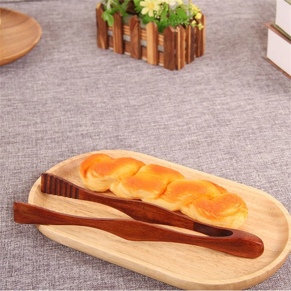 Salad Fashion Simple Health Portable Home Bread Clip Small Security Kitchen Buffet Convenient Food Clip Wood