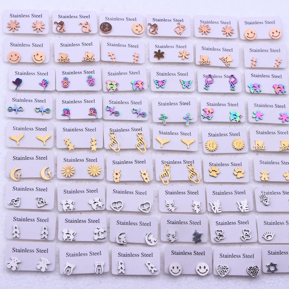 20Pairs/Lot Small Stainless Steel Letter Stud Earrings For Women Girls Piercing Ear Jewelry No Fade