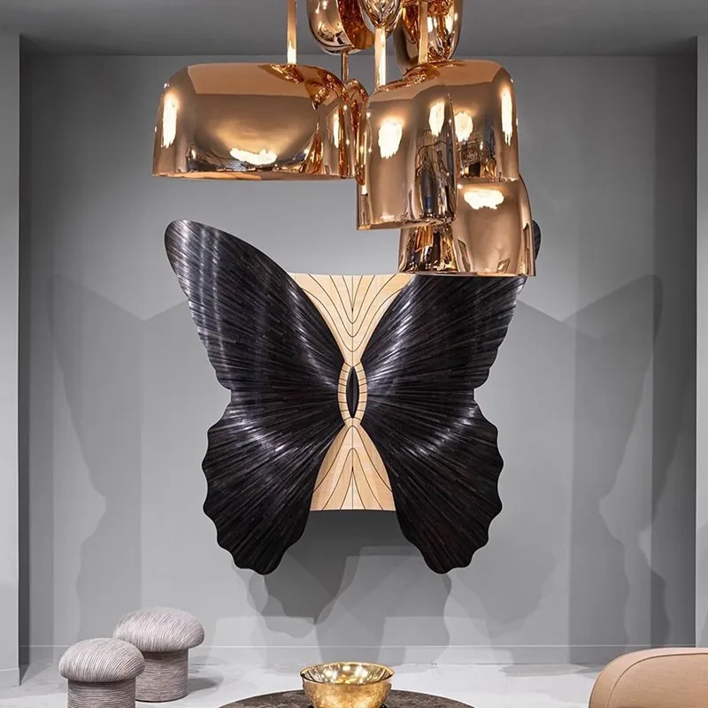 LQ2 Luxury Butterfly Wine Cabinet, Modern Glass Locker, Suitable for Home Bar and Wall Mount
