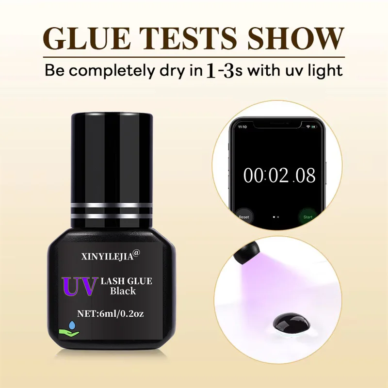 3 botellas de Gel de pegamento UV para pestañas, 6ml, adhesivo para extensión de pestañas postizas, herramienta de suministros profesionales de larga duración de secado rápido negro