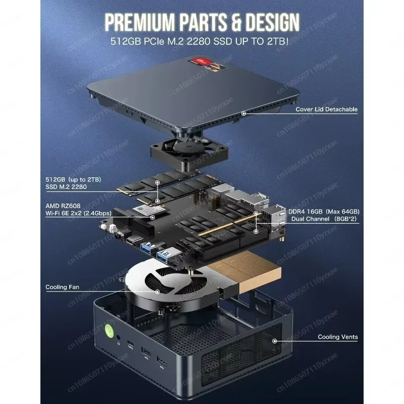 

M5 Plus Ryzen 7 5825U Мини-ПК Windows 11 Pro DDR4 16 ГБ 512 ГБ NVME SSD Wifi6 BT5.2 2.5G Lan Настольный игровой компьютер