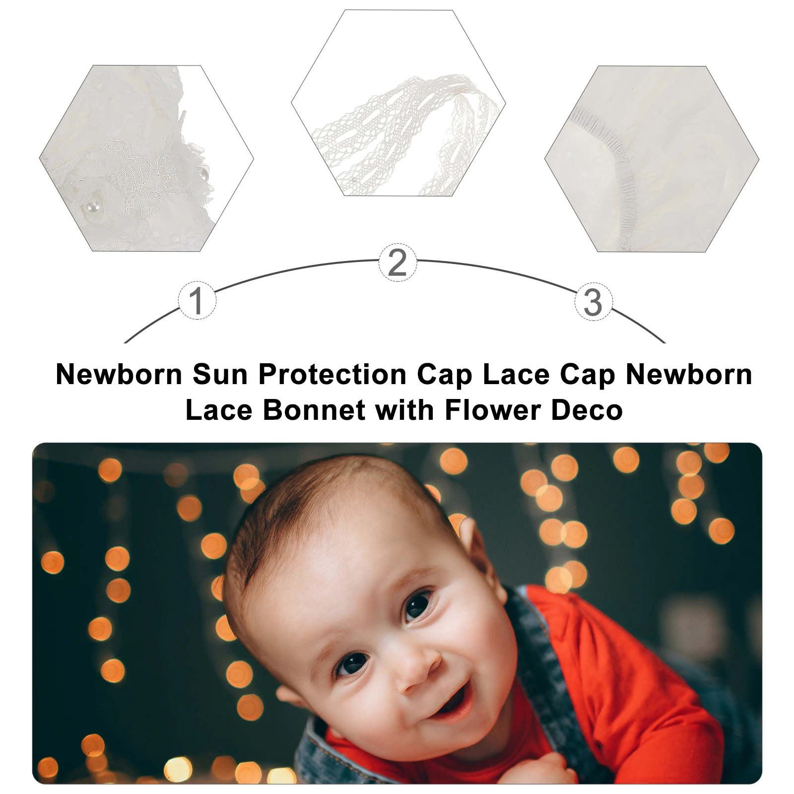 

Newborn Sunscreen Lace Hat Summer Bonnet Breathable Cotton Infant Protection Foldable Baby Child Daily Use Sun Hat