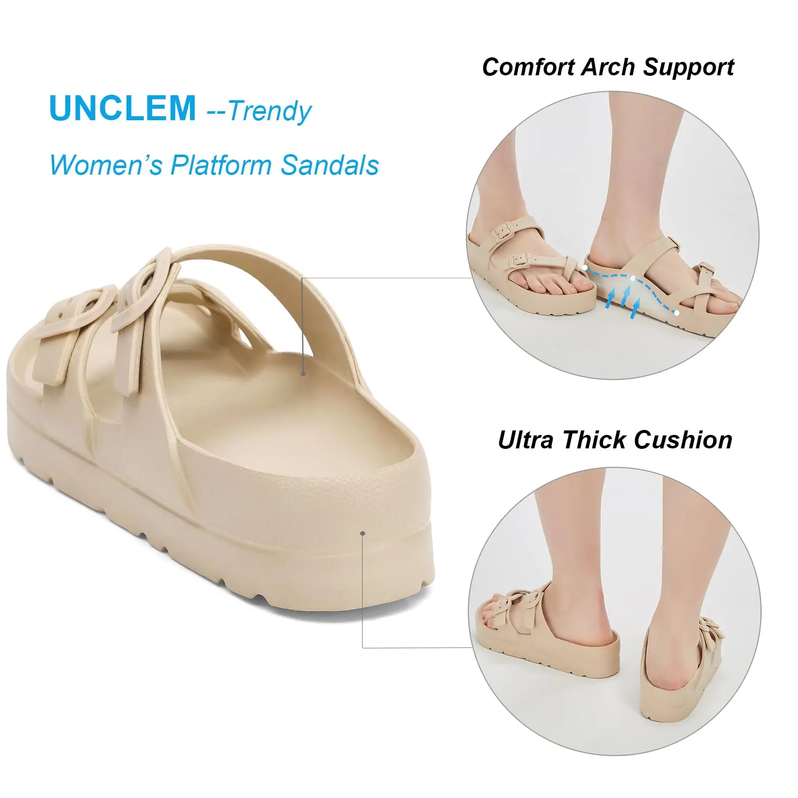 Smile PoP Damen Plateausandalen Sommer Strand Wasserdichte Sandalen Mode Fußgewölbeunterstützung Kissen Slides Weiches Licht EVA Flache Schuhe – Detail 11