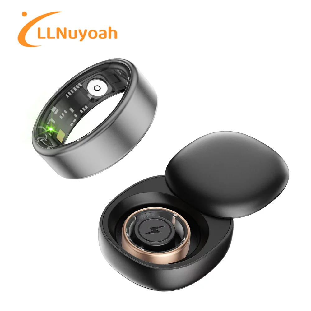 

llNuyoah Smart Ring SR06 2024 New with Charging for Men Women Case Heart Rate Blood Oxygen Monitor IP68 & 5ATM Waterproof Sport