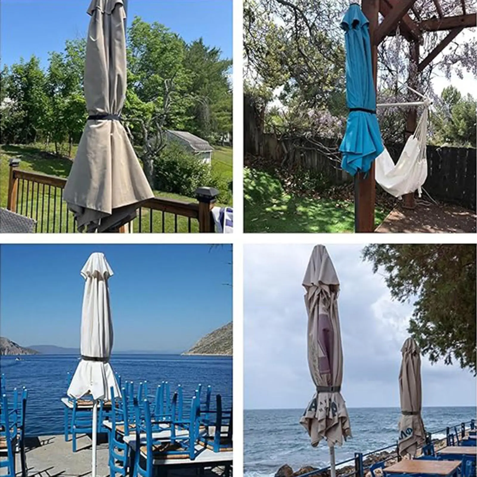 Patio Umbrella Tie Down Straps Adjustable Cinch Secure Bands for Tarps Poles Organizer Windproof Storage Use