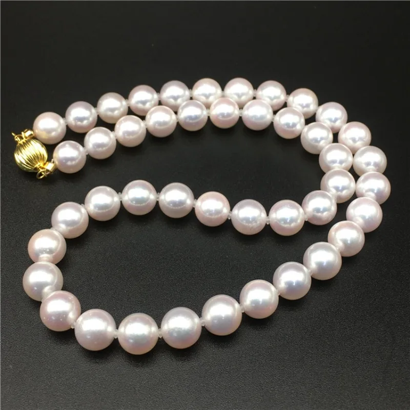 White Natural Sea Pearl Necklace for Women 9-10mm Necklace Beads Free Shipping 45cm Length Necklace Fashion Free Shipping