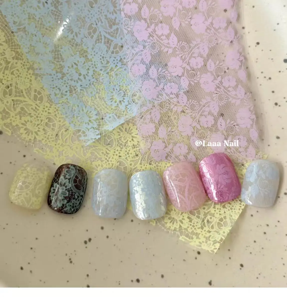 1Box Laser White Black  Lacce Flower  Nail Foils Transfer Paper  Nail Art Stickers  Manicure Set Decal  Nails Decoration
