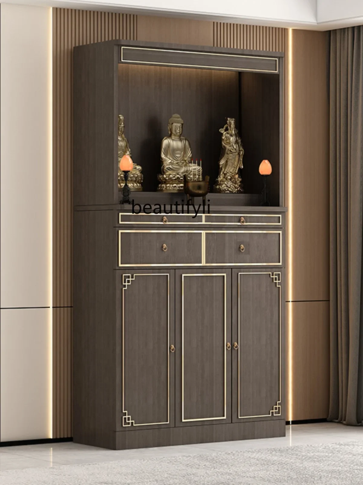 Buddha Shrine New Chinese Style Clothes Closet Buddha Cabinet Altar Shrine Buddha Shrine Home Modern Guanyin God of Wealth