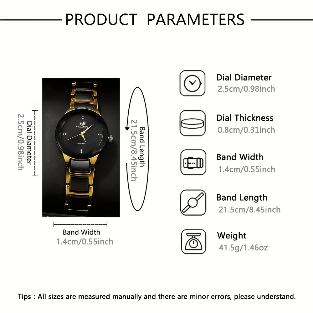 ساعة نسائية عصرية متعددة الاستخدامات بسوار فولاذي ذهبي كوارتز
