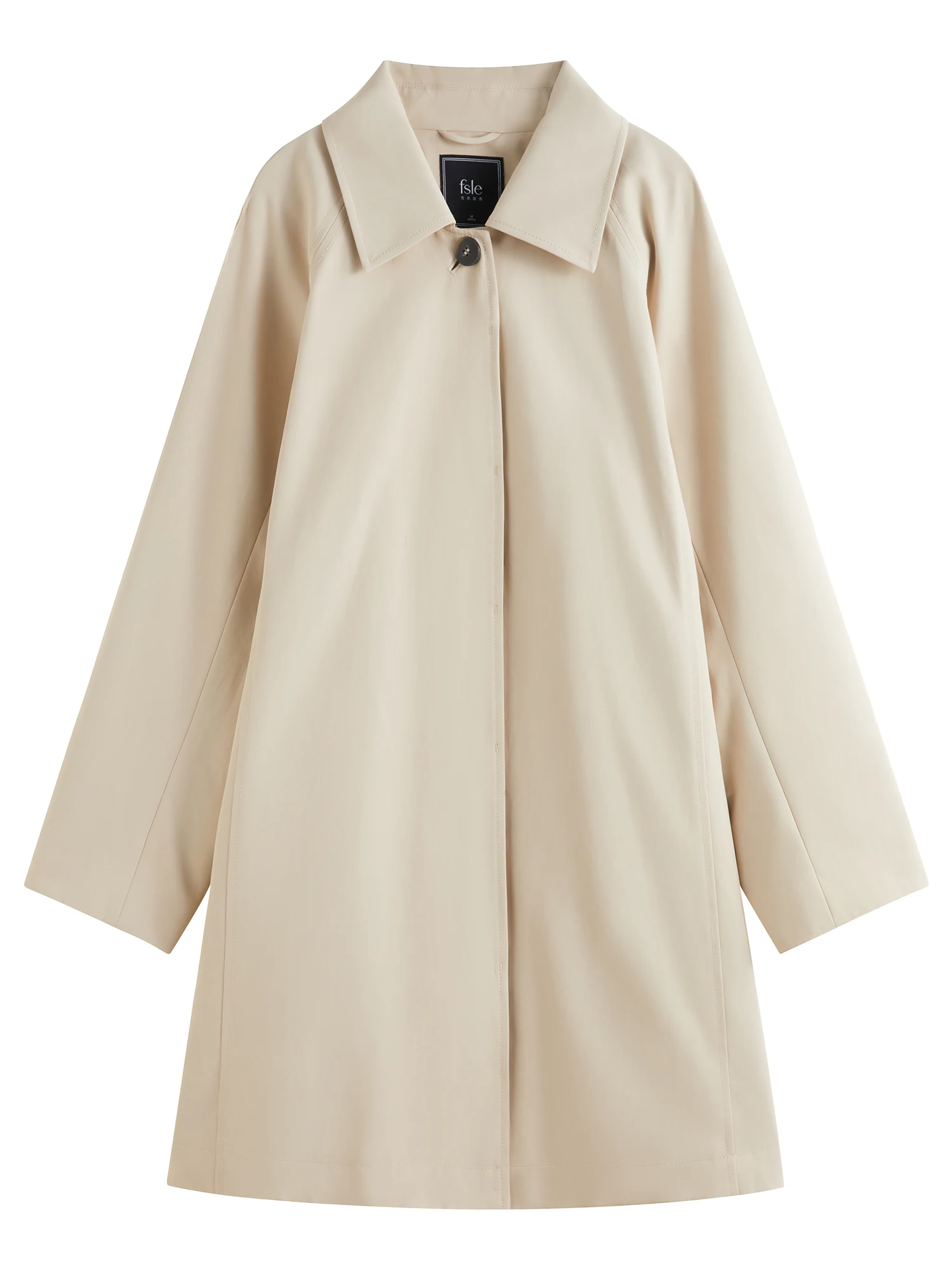FSLE 【Premium Series】 Khaki A-line Lapel Mid-length Trench Coat For Women 2025 Spring New Design Style Chic Coat 25FS11277