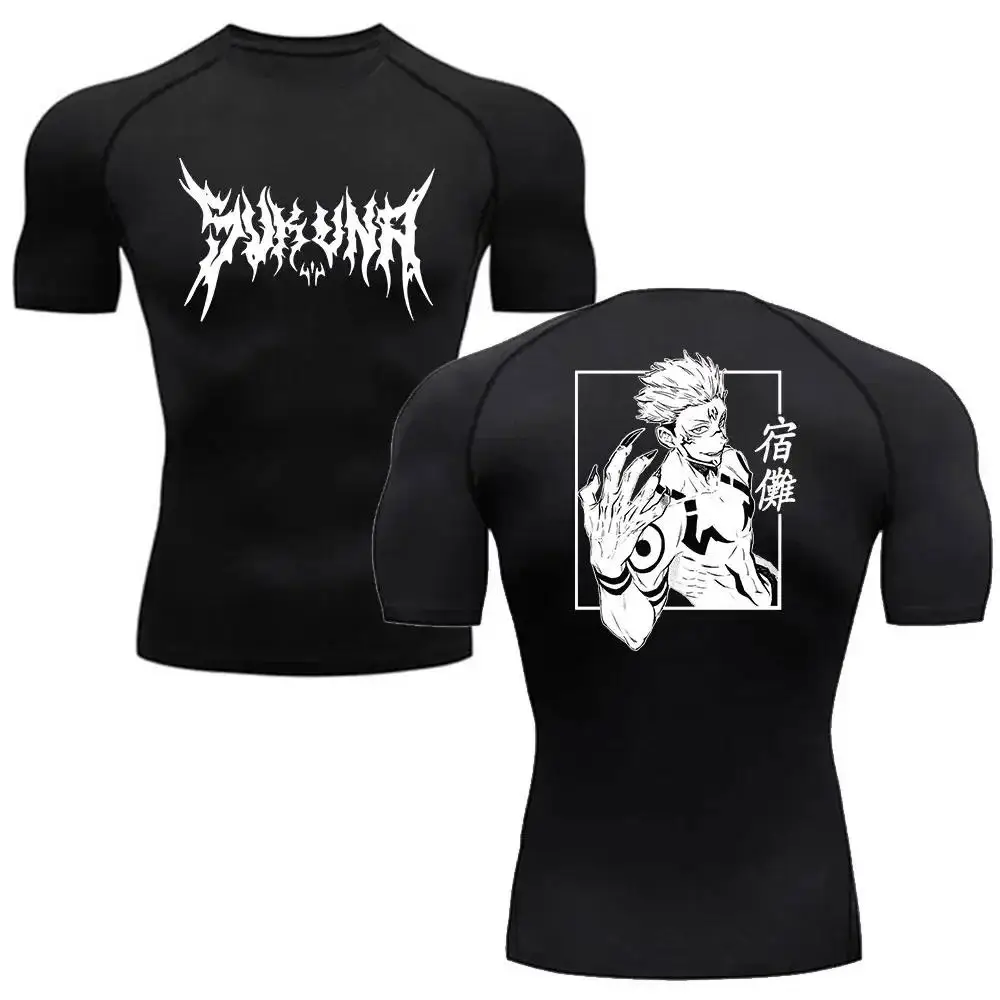 Hommes Été Fitness Sport Course T-Shirt Nouvelle Vente Chaude Anime Jujutsu Kaisen Compression Chemise À Manches Courtes Gym