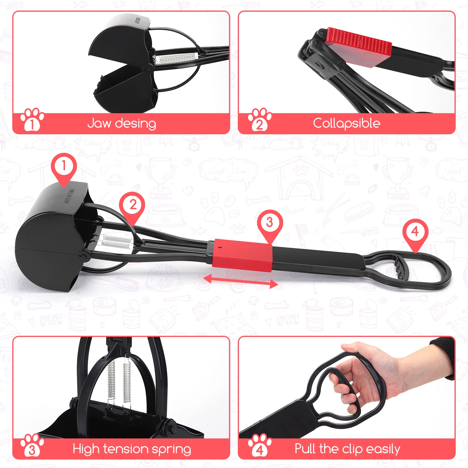 nobleza recogedor cacas perros, plegable de 66 cm de largo para quitar caca para jardín al aire libre/interior de perros, residuos de animales Nobleza recogedor cacas perros, plegable de 66 cm de largo para quitar caca para jardín al aire libre/interior de perros, residuos de animales 6