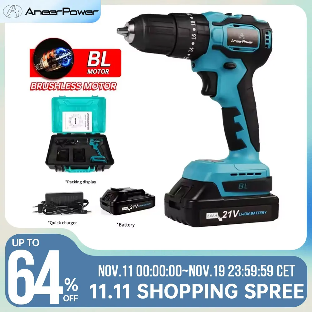 New Brushless Motor 21V Wireless Hand Mini Impact Charging Drill For Makita Electric Cordless Screwdriver Li-ion Battery Tools
