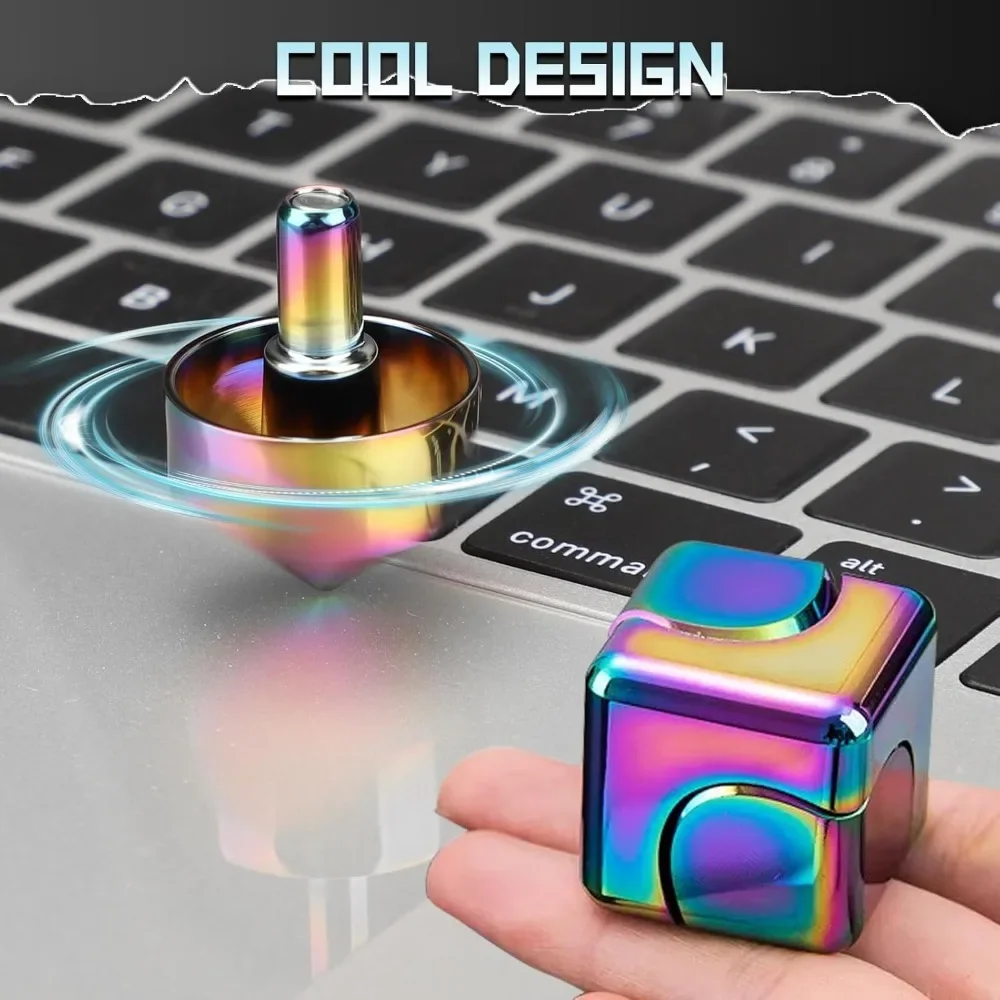 Infinito fidget cubo bloco fidget spinner 2-em-1 metal anodizado mão spinner cubo mágico dedo giroscópio legal edc gadget brinquedo de mesa