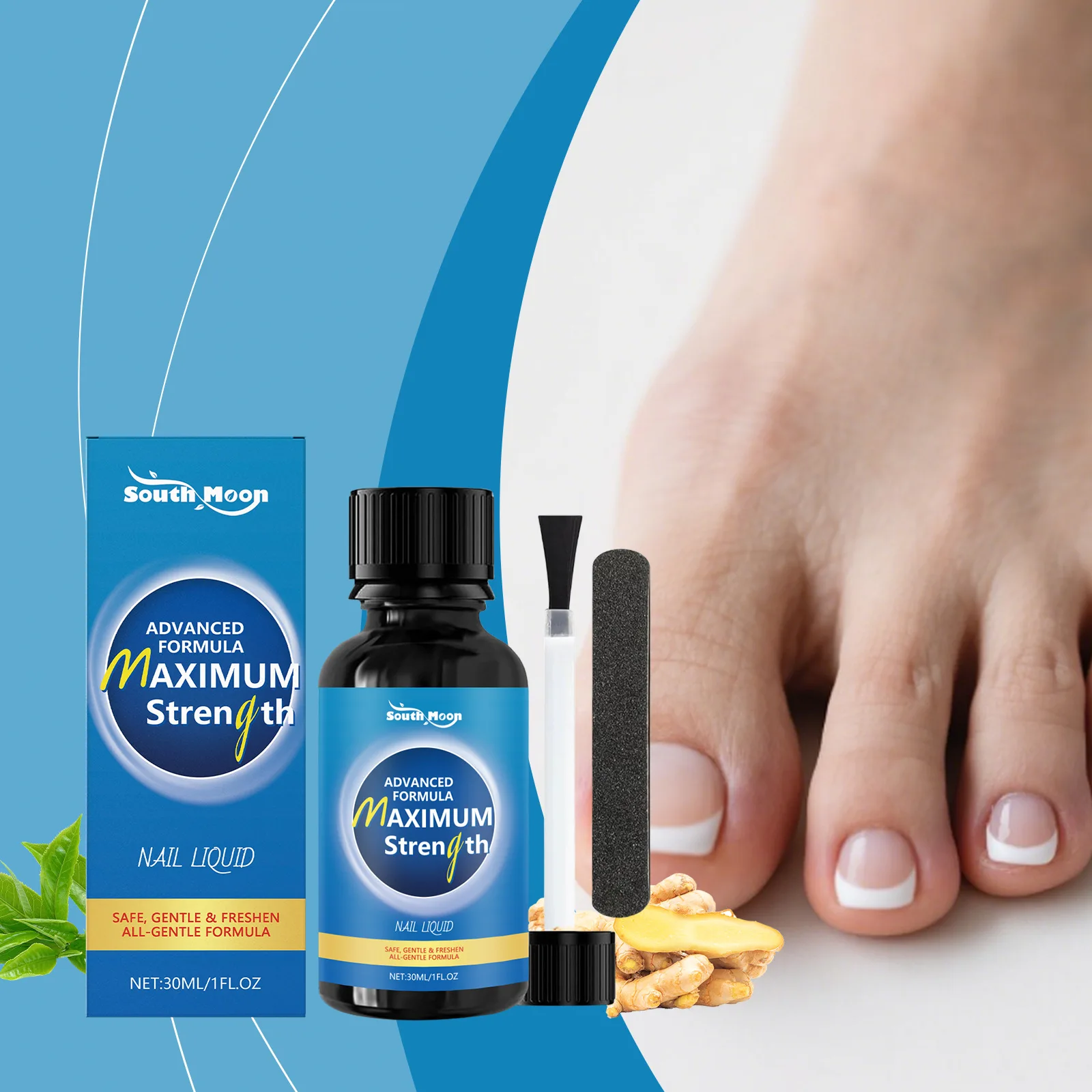 Traitement liquide pour ongles, réparation douce et sûre, nourrir et briller, huile essentielle, soin des ongles avec lime à ongles, 30ml