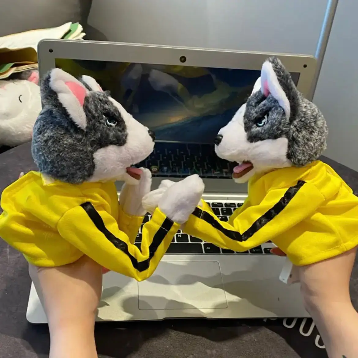 Plush Husky Dog Boxer Funny Toys Electric Will Make Sound And Fight Ggainst Game Figure Prank Toys