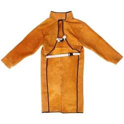 120Cm Welding Apron Flame Retardant Long Sleeve Welder Protective Clothing Split Leather Fire-Resistant