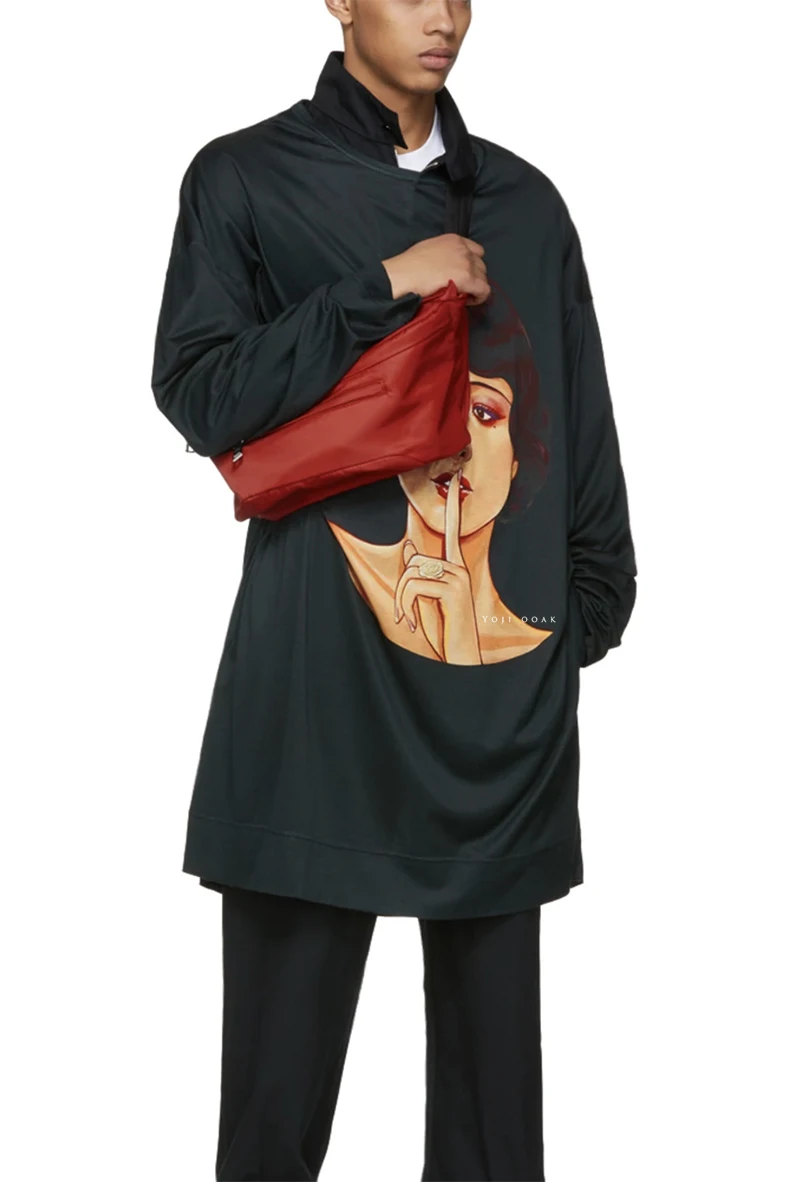 YOJI OOAK IMPRESS OVERSIZES Original Showa Beauty Portrait moletom com capuz estampado com mangas compridas soltas