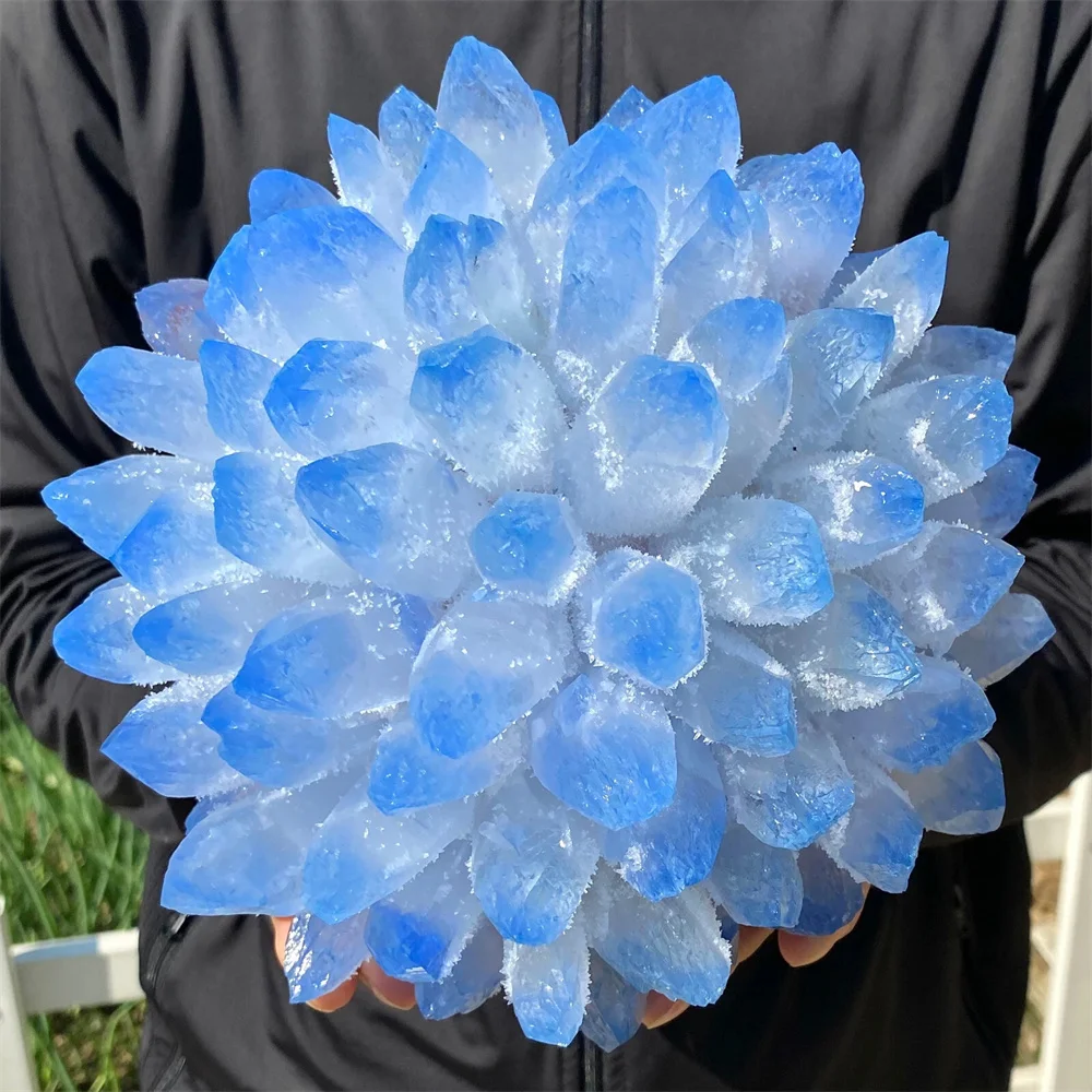 

Natural and brand-new Find blue phantom quartz crystal cluster mineral, energy gemstone, spiritual healing, gift, decoration, me