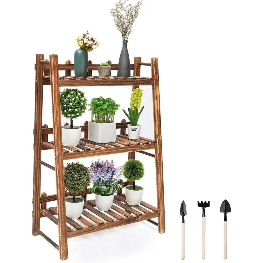 

3-уровневая деревянная подставка для растений на балконе и патио, садовые витрины, стойка для патио во дворе