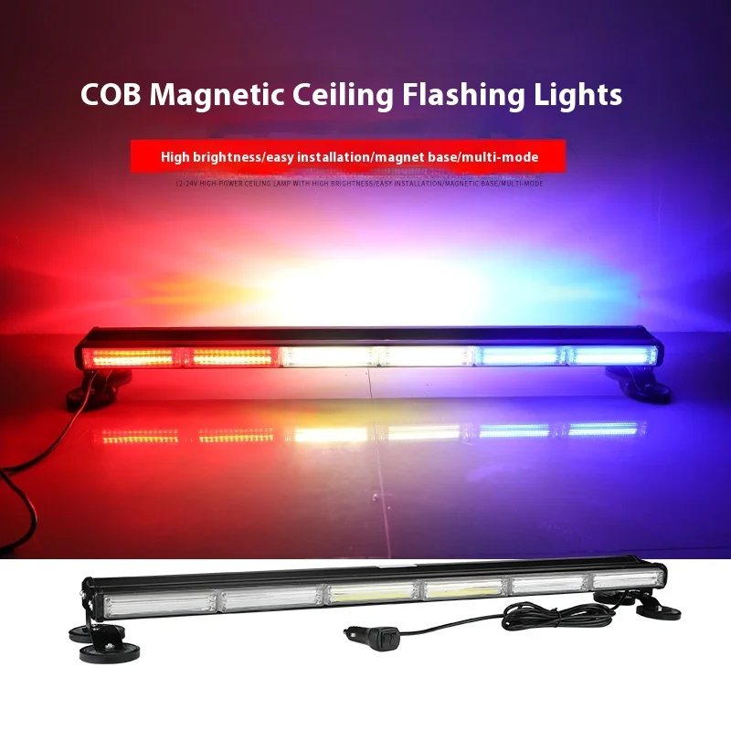 

Highlight Imported COB Red White Blue Ceiling Warning Lights, Car Roof Flash Light, Road Long Rows of Stick Lights Stroboscopic