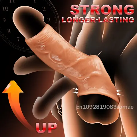 Silicone Extender Dick for Men Penis Cock Sleeve Male Penis Enlarger Extender Thicken Cock Ring Adult Sex Toys Enlarge Cond