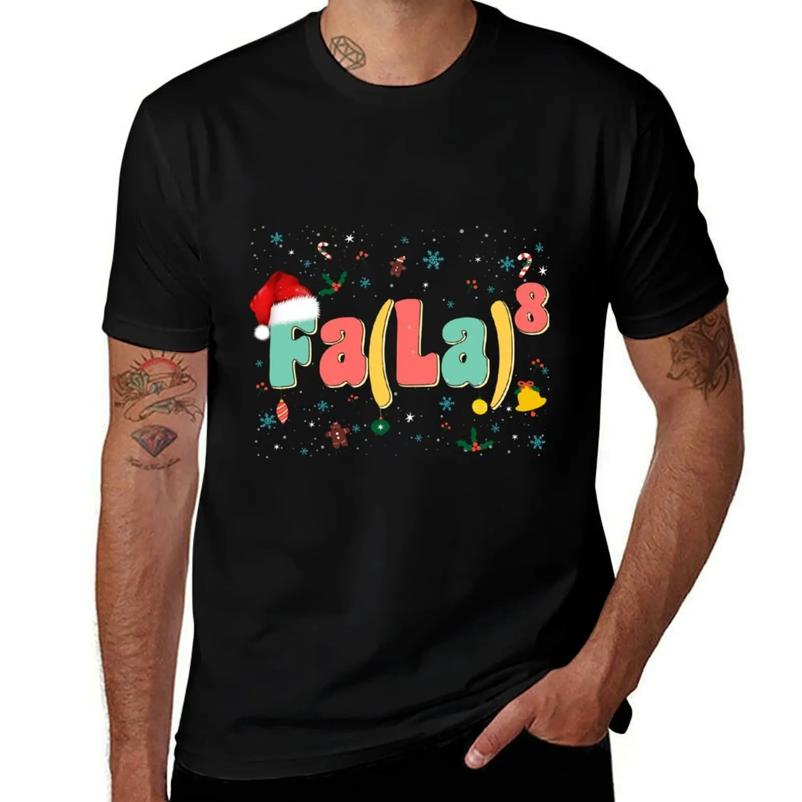 

Merry Xmas With Funny Fa La 8 Santa Hat Music Groovy Math Teachers T-Shirt t shirt man casual graphic t shirts for man T-Shirt