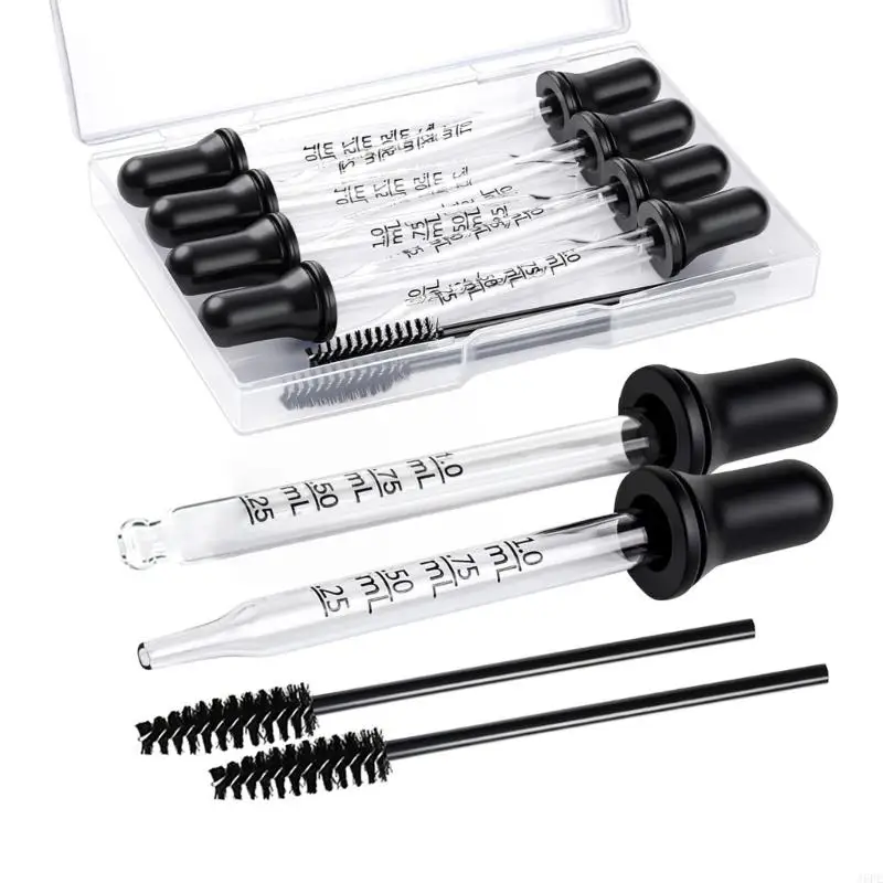 J6PE Multipurpose Clear Laboratory Glass Dropper with Cleaning Brush for Measuring