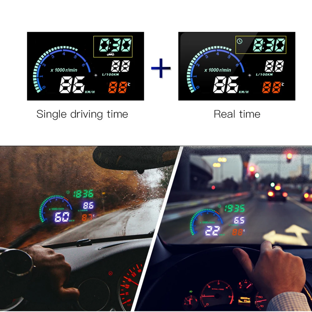 KWHUD OBD2 Hud Head-up Display dla Smart Fortwo 453 451 450 2008-2024 Benzyna Samochód Cyfrowy prędkościomierz RPM Volt Miernik temperatury oleju