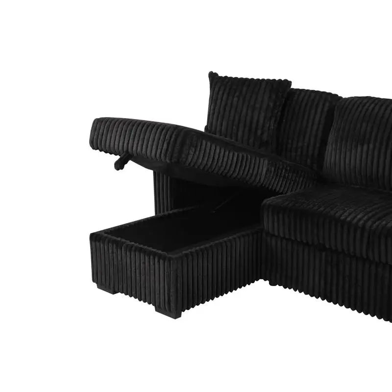 Divano componibile in velluto nero con letto estraibile – CA Warehouse Inventory