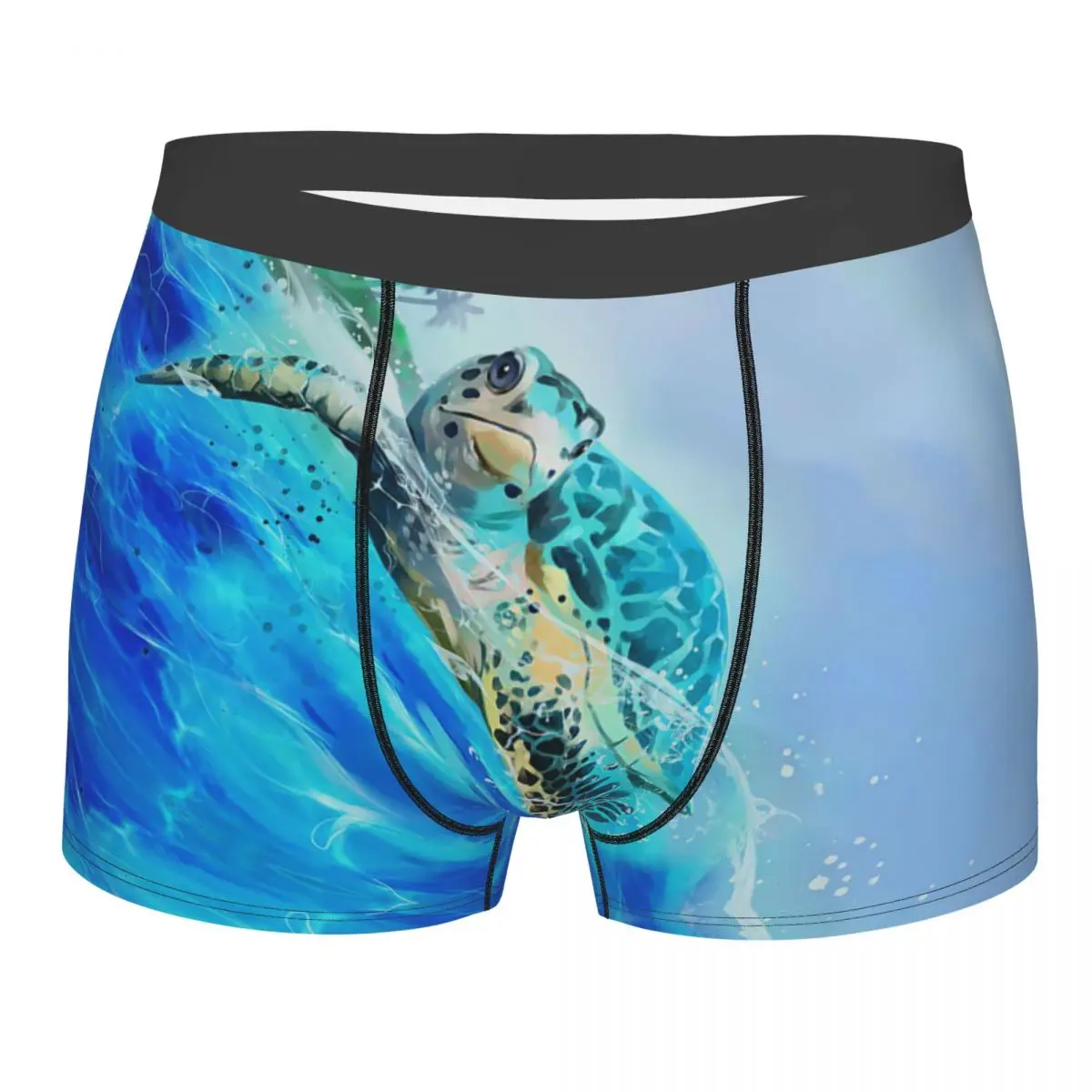 Male Sexy Watercolor Sea Turtle Underwear Ocean Animal Boxer Briefs Men Breathable Shorts Panties Underpants