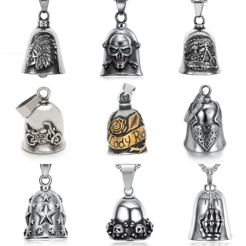 Fashion Charm Men\\'s New Alloy Polished Bell Motorcycle Necklace Pendant Locomotive Pendant Jewelry Gift