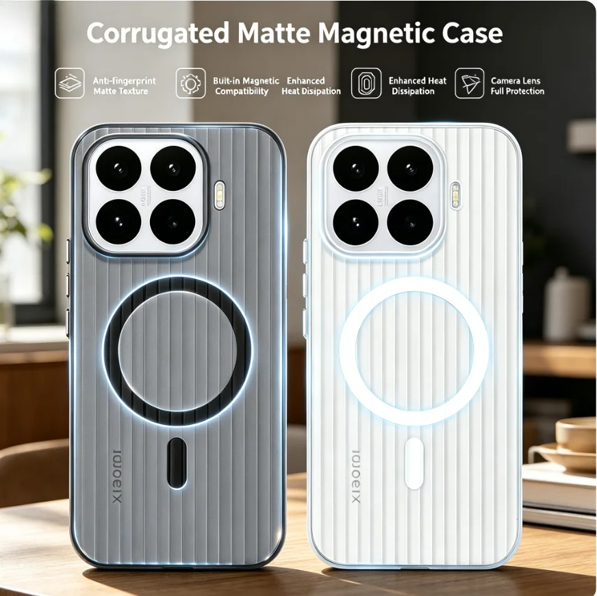 Coque antidérapante transparente mate ondulée 3D, pour Xiaomi 17T Pro 17 Pro Max, pour charge magnétique sans fil Magsafe, housse Anti-chute